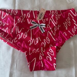 Victoria's Secret LOVE us all around print with iconic VS bow panty-NWT-Size S